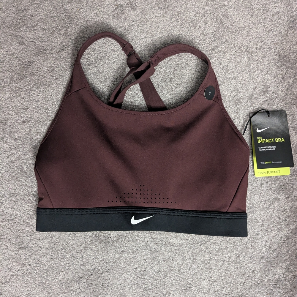 Nike Brown and Black Sports Bra Medium Support